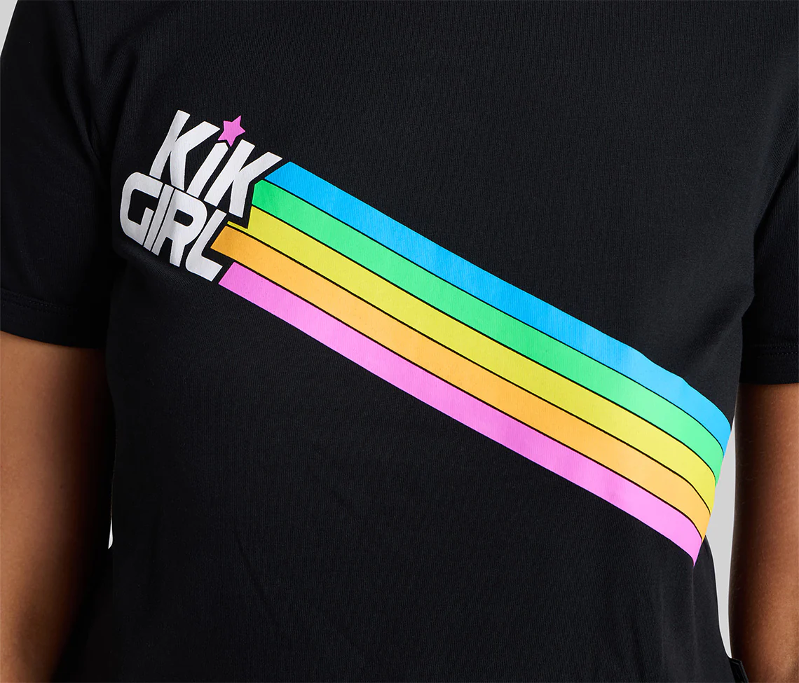 RAINBOW KIKGIRL GRAPHIC TEE - BLACK - Image 4
