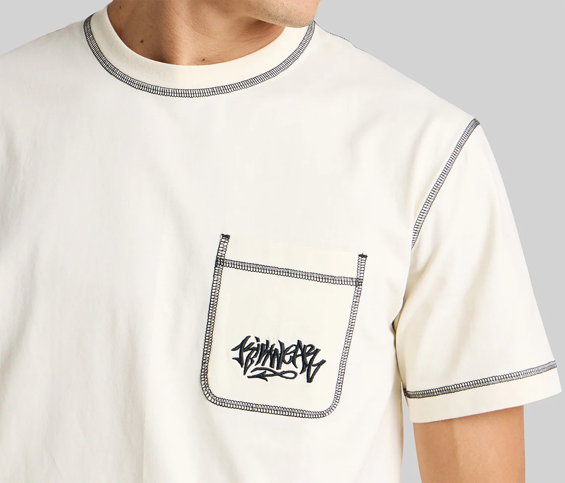 GRAFFITI EMBROIDERY POCKET TEE  - NATURAL - Image 4