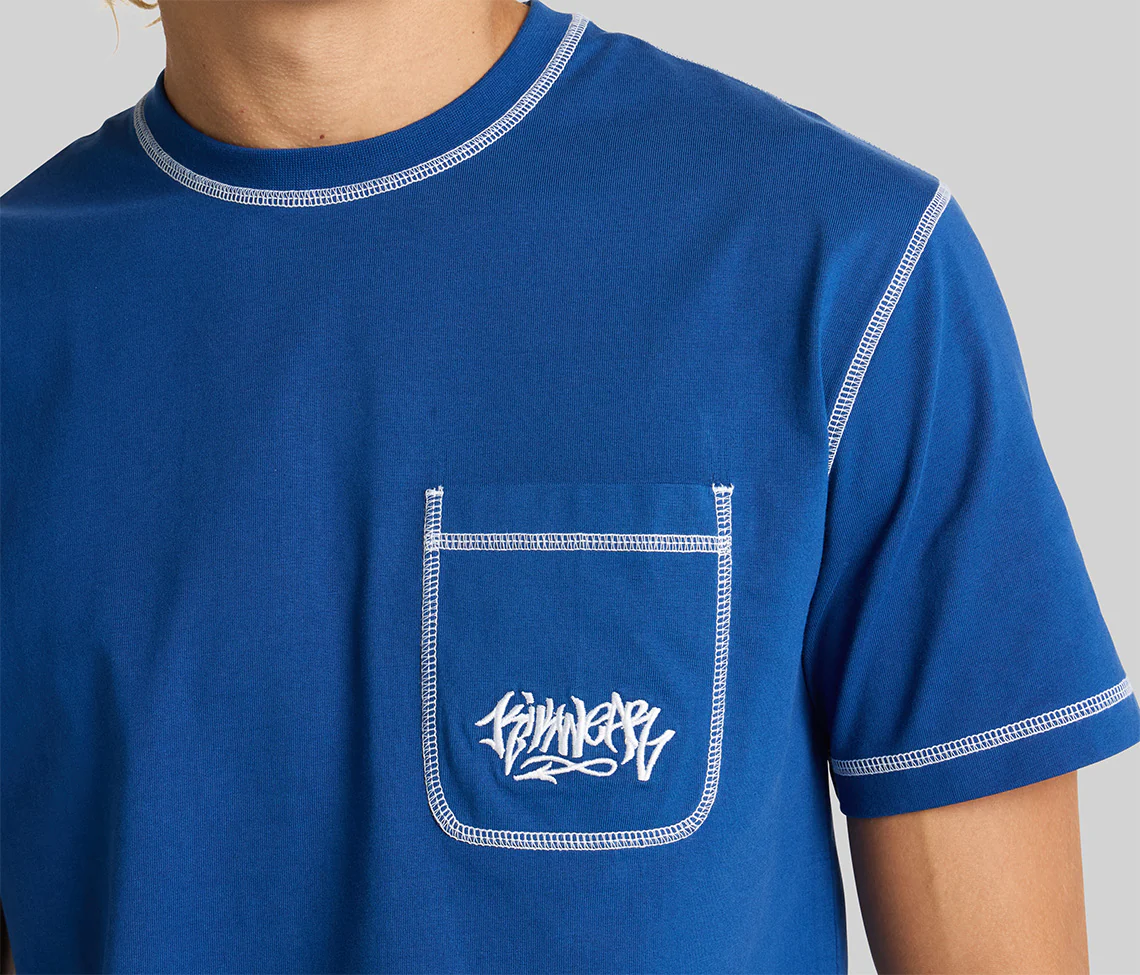 GRAFFITI EMBROIDERY POCKET TEE  - NAVY - Image 4