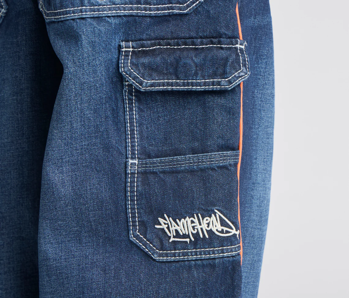 KIKWEAR X FLAMEHEAD CARPENTER 22" AZUL DARK WASH - Image 10