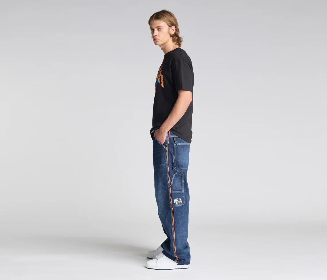 KIKWEAR X FLAMEHEAD CARPENTER 22" AZUL DARK WASH - Image 4