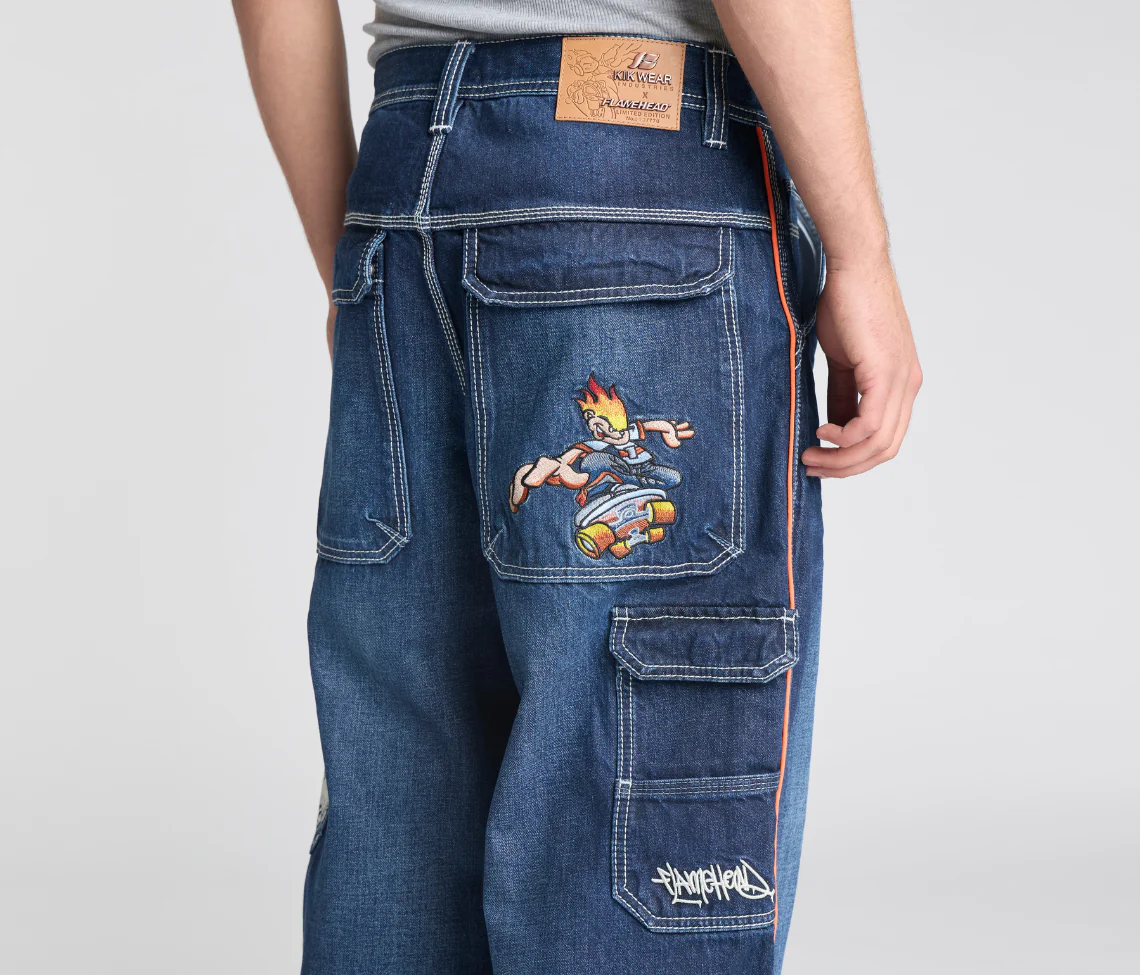 KIKWEAR X FLAMEHEAD CARPENTER 22" AZUL DARK WASH - Image 6