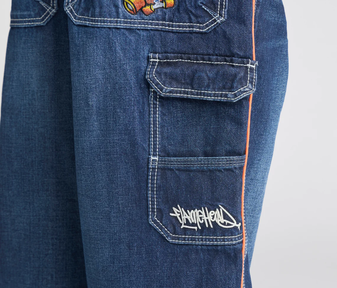 W KIKWEAR X FLAMEHEAD CARPENTER 22" AZUL DARK WASH - Image 10