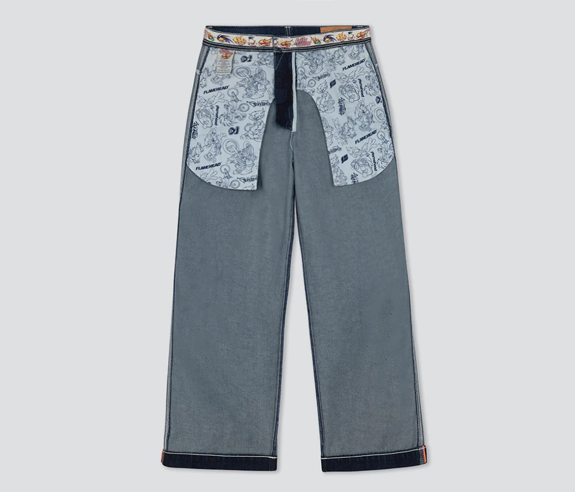 W KIKWEAR X FLAMEHEAD CARPENTER 22" AZUL DARK WASH - Image 17