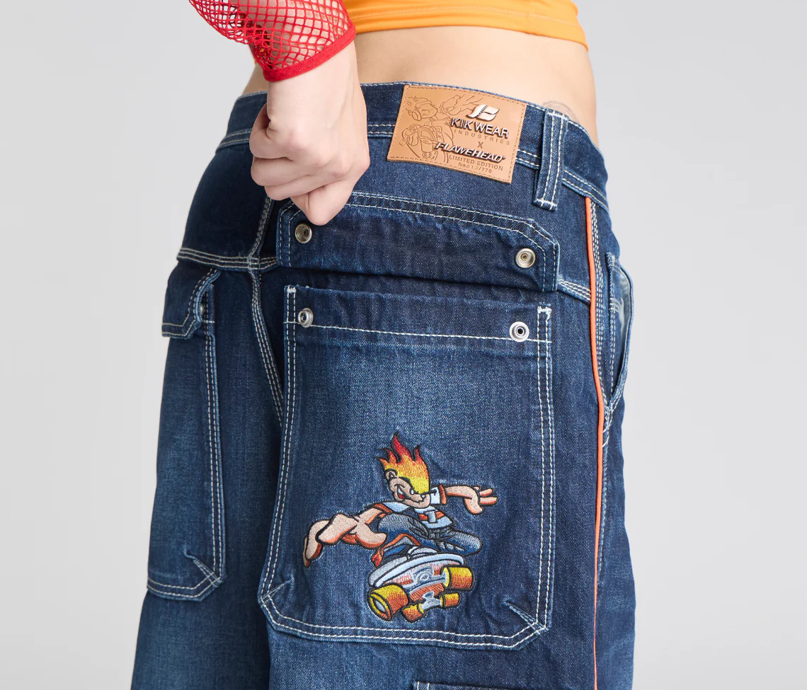 W KIKWEAR X FLAMEHEAD CARPENTER 22" AZUL DARK WASH - Image 6