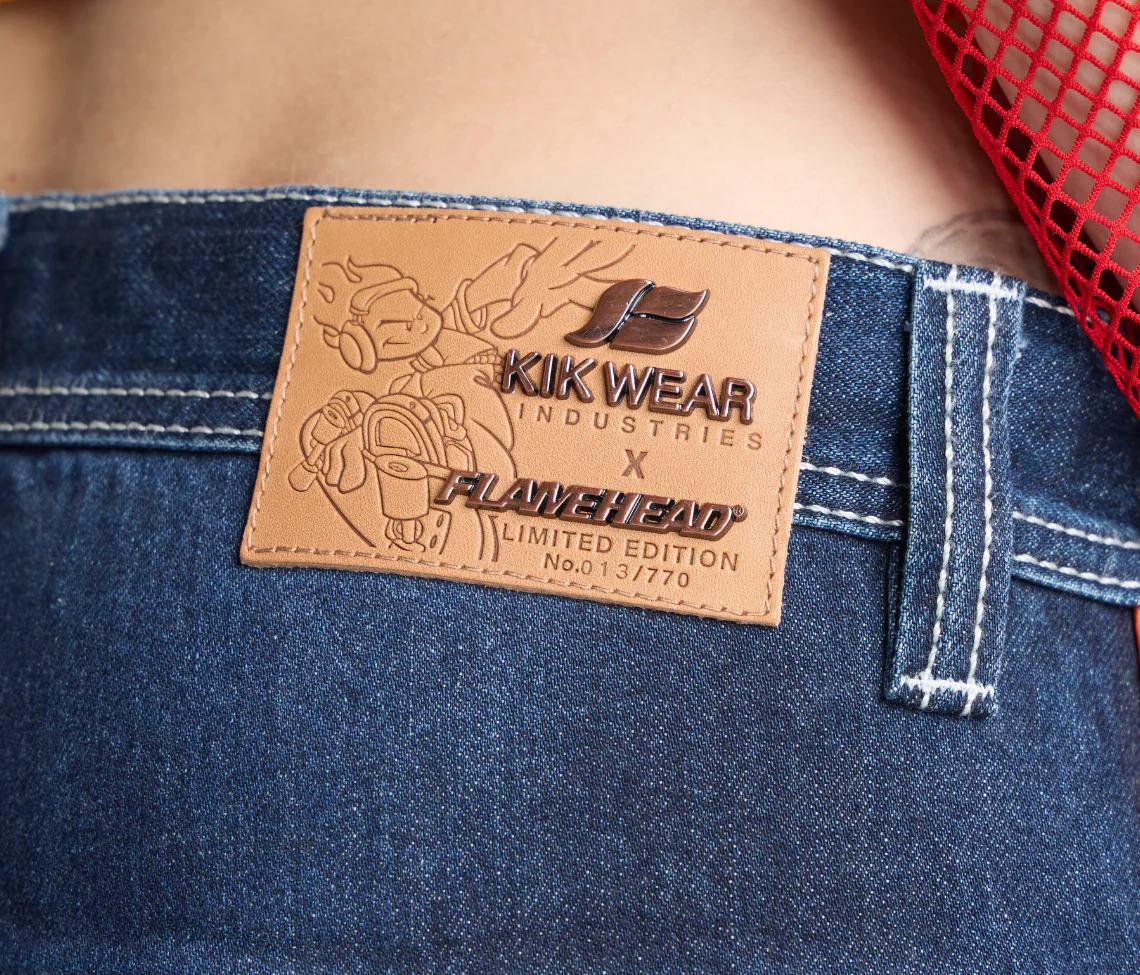 W KIKWEAR X FLAMEHEAD CARPENTER 22" AZUL DARK WASH - Image 7